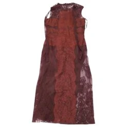 Valentino Robe Mi-longue En Dentelle En Nylon Bordeaux -ModeChic Magasin 686512 3