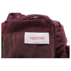 Valentino Robe Mi-longue En Dentelle En Nylon Bordeaux -ModeChic Magasin 686512 4