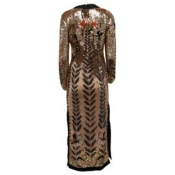 Temperley London - Robe Longue Magnolia à Sequins Et Manches Longues En Nylon Pêche -ModeChic Magasin 686980 3