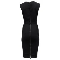 Robe Mi-longue Victoria Beckham Cady En Coton Noir -ModeChic Magasin 687396 3