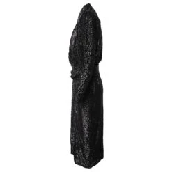IRO Xonina Robe Mi-Longue Effet Portefeuille En Velours Dévoré Métallisé En Viscose Noire 10 IRO Xonina Robe Mi-Longue Effet Portefeuille En Velours Dévoré Métallisé En Viscose Noire -ModeChic Magasin 696738 3