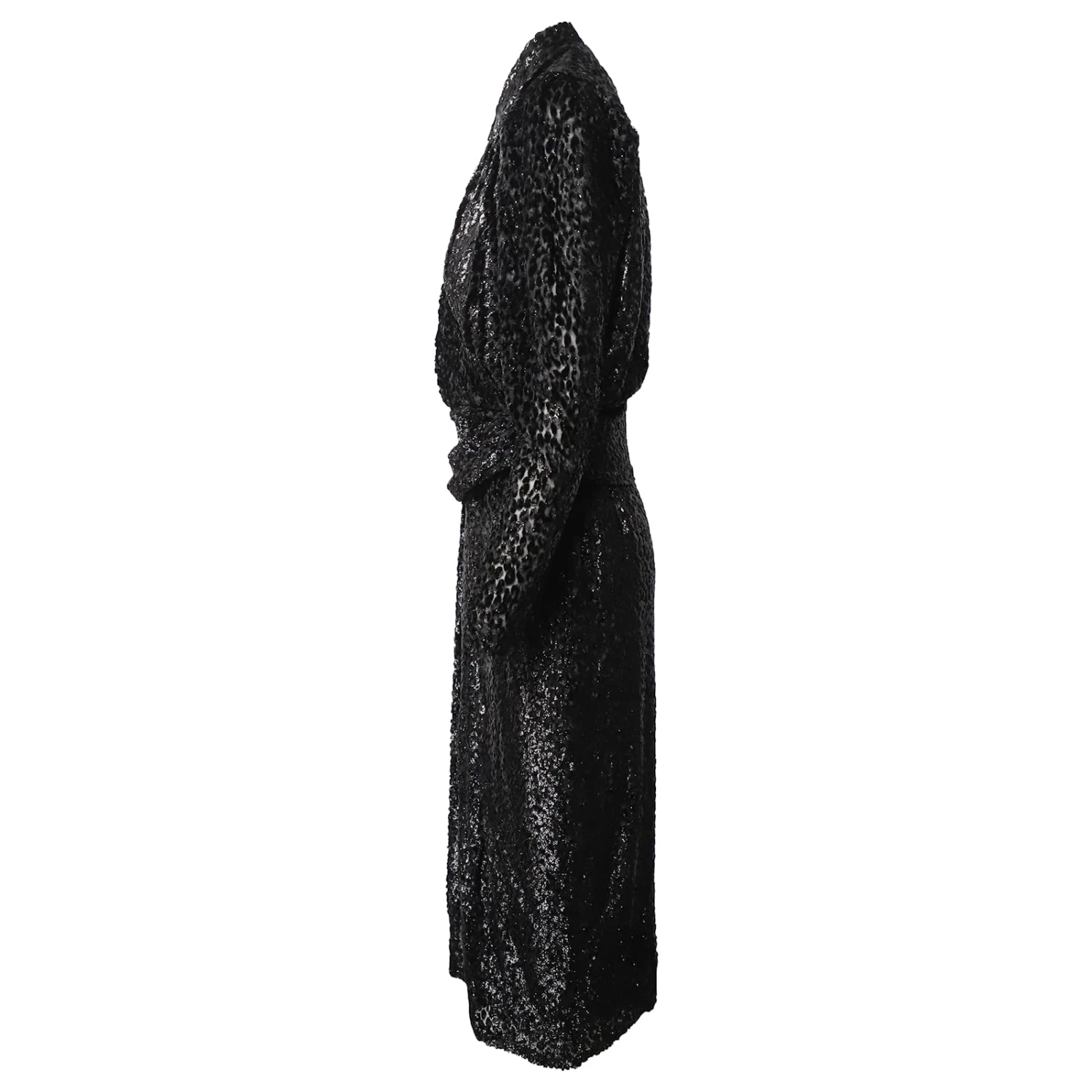 IRO Xonina Robe Mi-Longue Effet Portefeuille En Velours Dévoré Métallisé En Viscose Noire 3 IRO Xonina Robe Mi-Longue Effet Portefeuille En Velours Dévoré Métallisé En Viscose Noire – Image 3