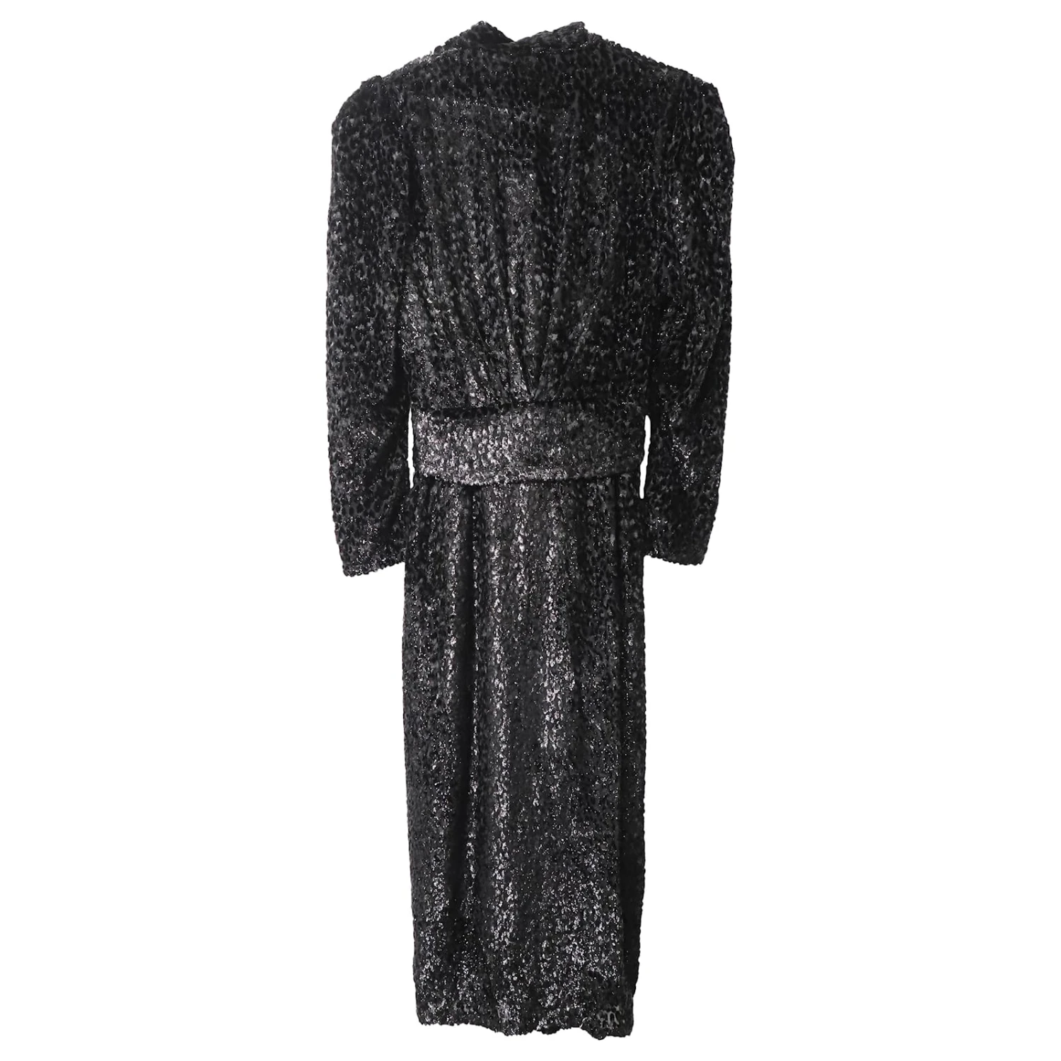 IRO Xonina Robe Mi-Longue Effet Portefeuille En Velours Dévoré Métallisé En Viscose Noire 4 IRO Xonina Robe Mi-Longue Effet Portefeuille En Velours Dévoré Métallisé En Viscose Noire – Image 4