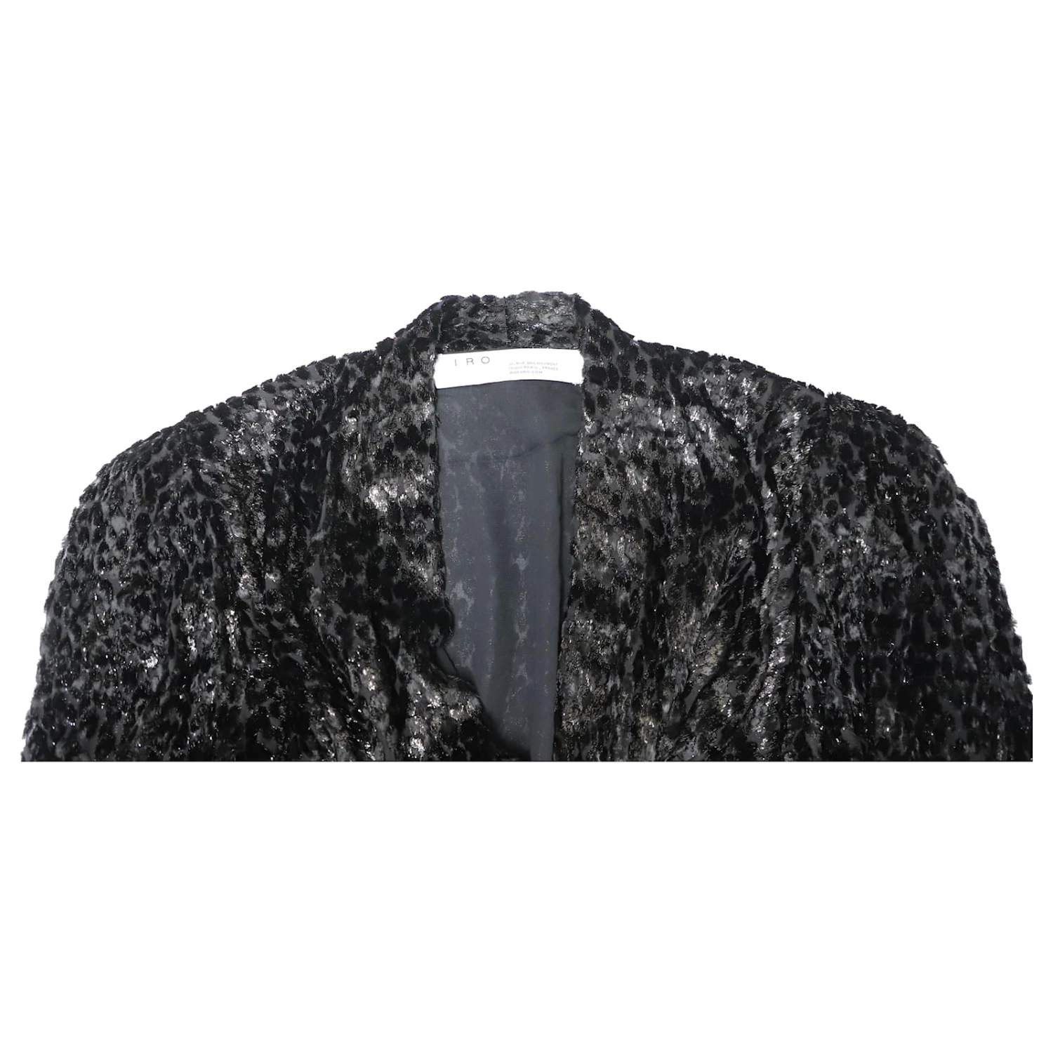 IRO Xonina Robe Mi-Longue Effet Portefeuille En Velours Dévoré Métallisé En Viscose Noire 6 IRO Xonina Robe Mi-Longue Effet Portefeuille En Velours Dévoré Métallisé En Viscose Noire – Image 6