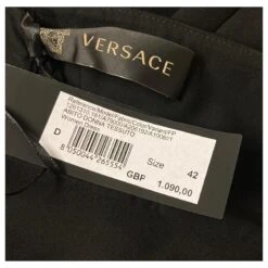 Versace - Robe Wiggle Noire Bordée De Mousseline -ModeChic Magasin 714149 5