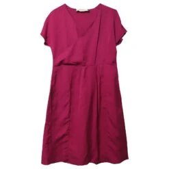 Marni Robe Mi-longue à Panneaux Plissés En Viscose Fuchsia PINk Rose -ModeChic Magasin 729529 5