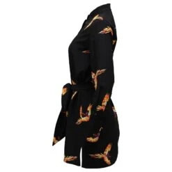 Diane Von Furstenberg Robe Imprimée à Ceinture Nouée En Soie Noire -ModeChic Magasin 729580 2