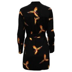 Diane Von Furstenberg Robe Imprimée à Ceinture Nouée En Soie Noire -ModeChic Magasin 729580 3