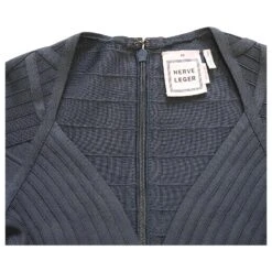 Robe Bandage à Manches Longues Herve Leger En Rayonne Bleue -ModeChic Magasin 729600 3