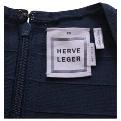 Robe Bandage à Manches Longues Herve Leger En Rayonne Bleue -ModeChic Magasin 729600 4