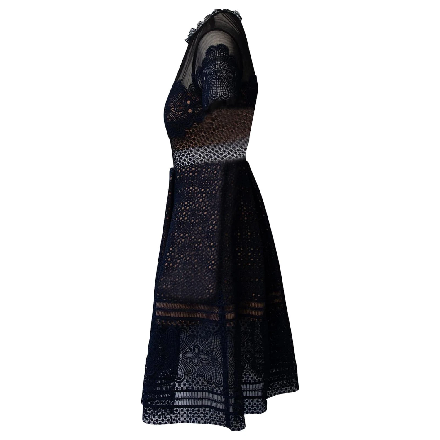 Self Portrait Self-Portrait Felicia Robe En Dentelle Guipure En Polyester Bleu Marine 2 Self Portrait Self-Portrait Felicia Robe En Dentelle Guipure En Polyester Bleu Marine â Image 2