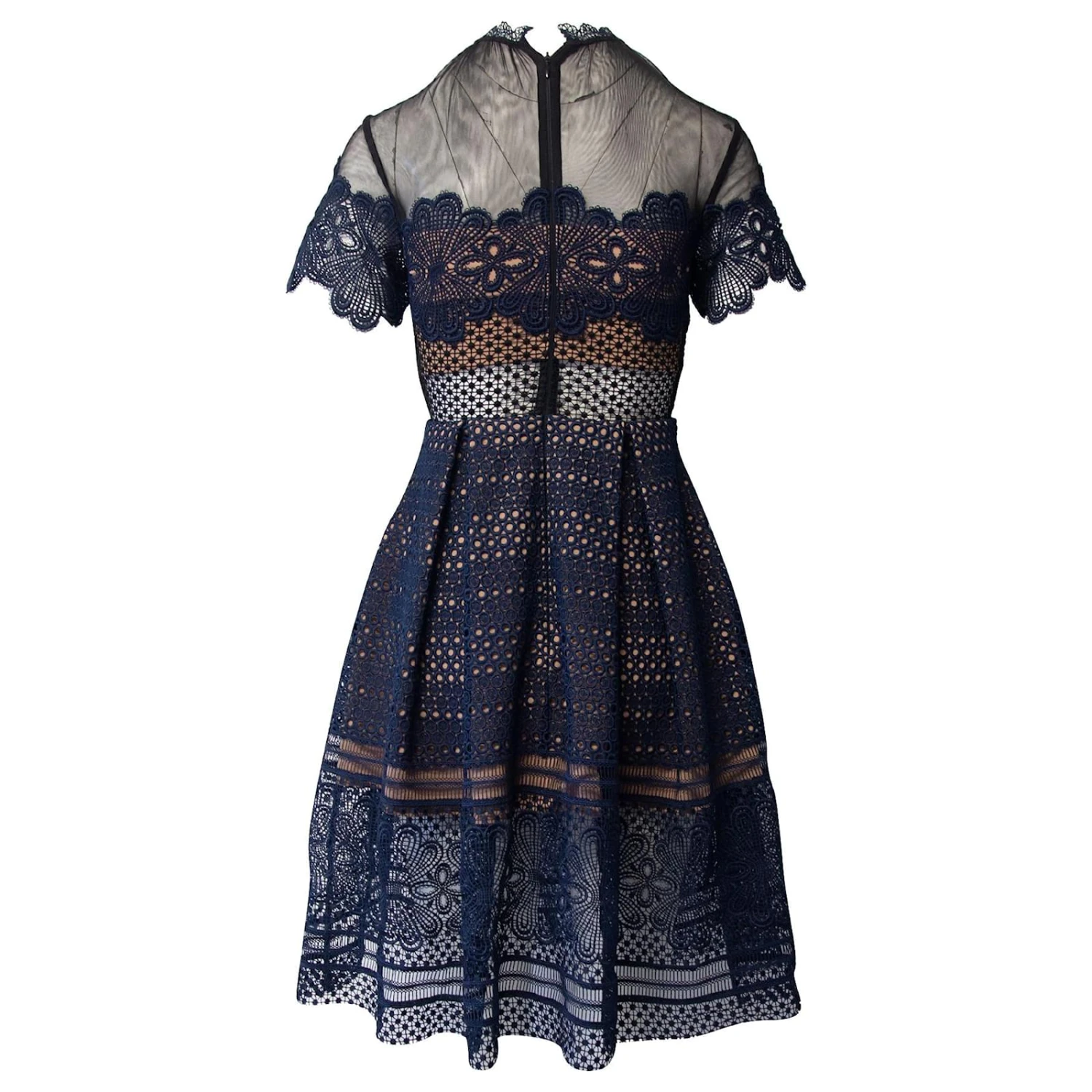 Self Portrait Self-Portrait Felicia Robe En Dentelle Guipure En Polyester Bleu Marine 3 Self Portrait Self-Portrait Felicia Robe En Dentelle Guipure En Polyester Bleu Marine â Image 3