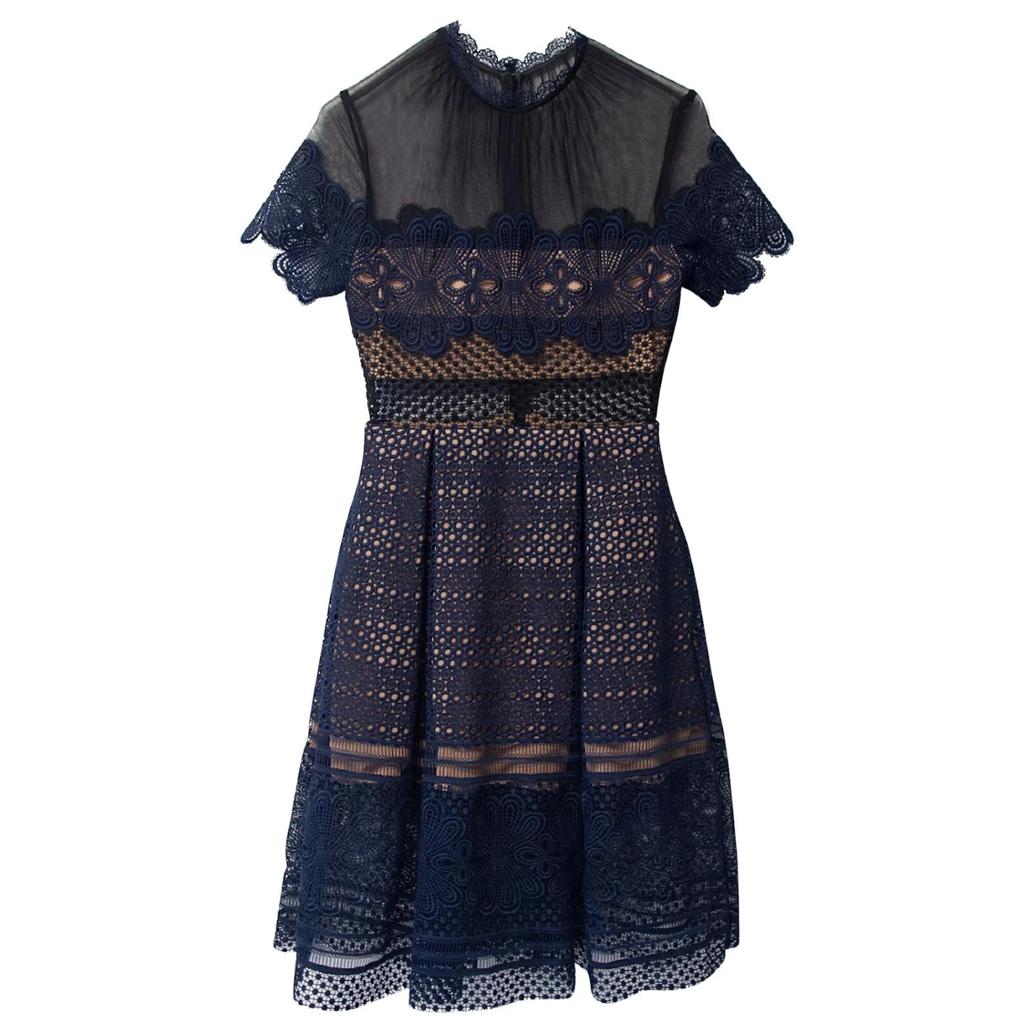 Self Portrait Self-Portrait Felicia Robe En Dentelle Guipure En Polyester Bleu Marine 4 Self Portrait Self-Portrait Felicia Robe En Dentelle Guipure En Polyester Bleu Marine â Image 4