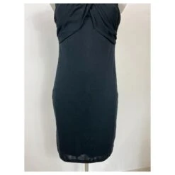 Autre Marque Robe Noire Sans Manches En Rayonne Et Laine Mélangée Encolure Zippée -ModeChic Magasin 731127 4