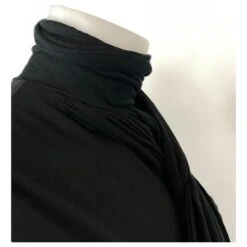 Autre Marque Robe Noire Sans Manches En Rayonne Et Laine Mélangée Encolure Zippée -ModeChic Magasin 731127 6