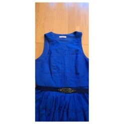 Matthew Williamson Robe Soie Plissée Soleil Bleu Roy -ModeChic Magasin 736717 3