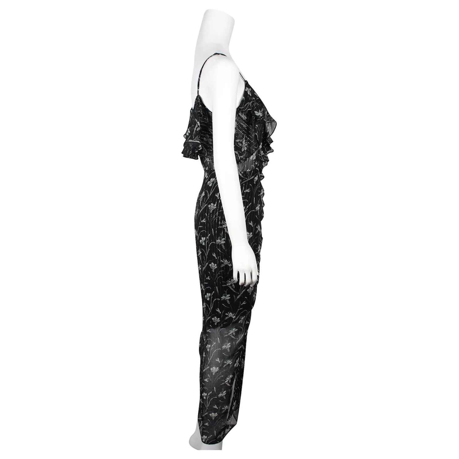 Autre Marque Veronica Beard - Robe Longue Noire Métallisée à Fleurs 4 Autre Marque Veronica Beard - Robe Longue Noire Métallisée à Fleurs – Image 4