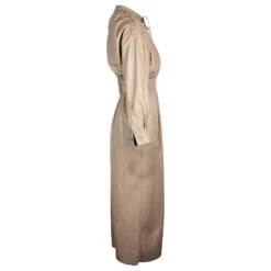 Nanushka Robe Chemise Mi-longue Froncée En Cuir Végétalien Beige -ModeChic Magasin 740550 2