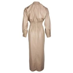 Nanushka Robe Chemise Mi-longue Froncée En Cuir Végétalien Beige -ModeChic Magasin 740550 3