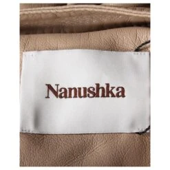 Nanushka Robe Chemise Mi-longue Froncée En Cuir Végétalien Beige -ModeChic Magasin 740550 4