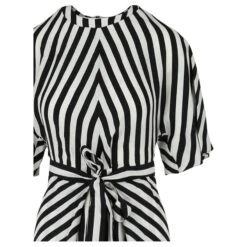 Stella Mc Cartney Stella McCartney Robe Mi-longue Rayée à Ceinture Penelope Multicolore -ModeChic Magasin 740669 3