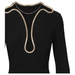 Stella Mc Cartney Stella McCartney Isabela - Robe Courte Bordée De Chaînes Noir -ModeChic Magasin 740741 3