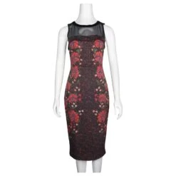 Karen Millen Robe Mi-longue Multicolore Avec Haut En Résille -ModeChic Magasin 741414 2