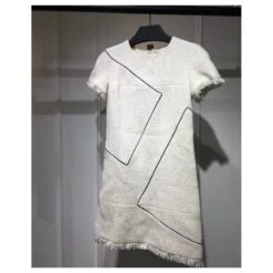 Robe Chanel En Coton Mélangé Blanc -ModeChic Magasin 749967 4