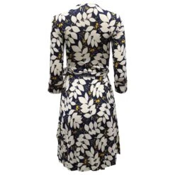 Diane Von Furstenberg Robe Portefeuille Vintage à Fleurs En Soie Bleu Marine -ModeChic Magasin 753906 3