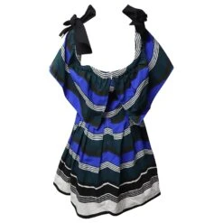 Fendi Robe Rayée à Volants Et épaules Dénudées En Coton Multicolore -ModeChic Magasin 754141 3