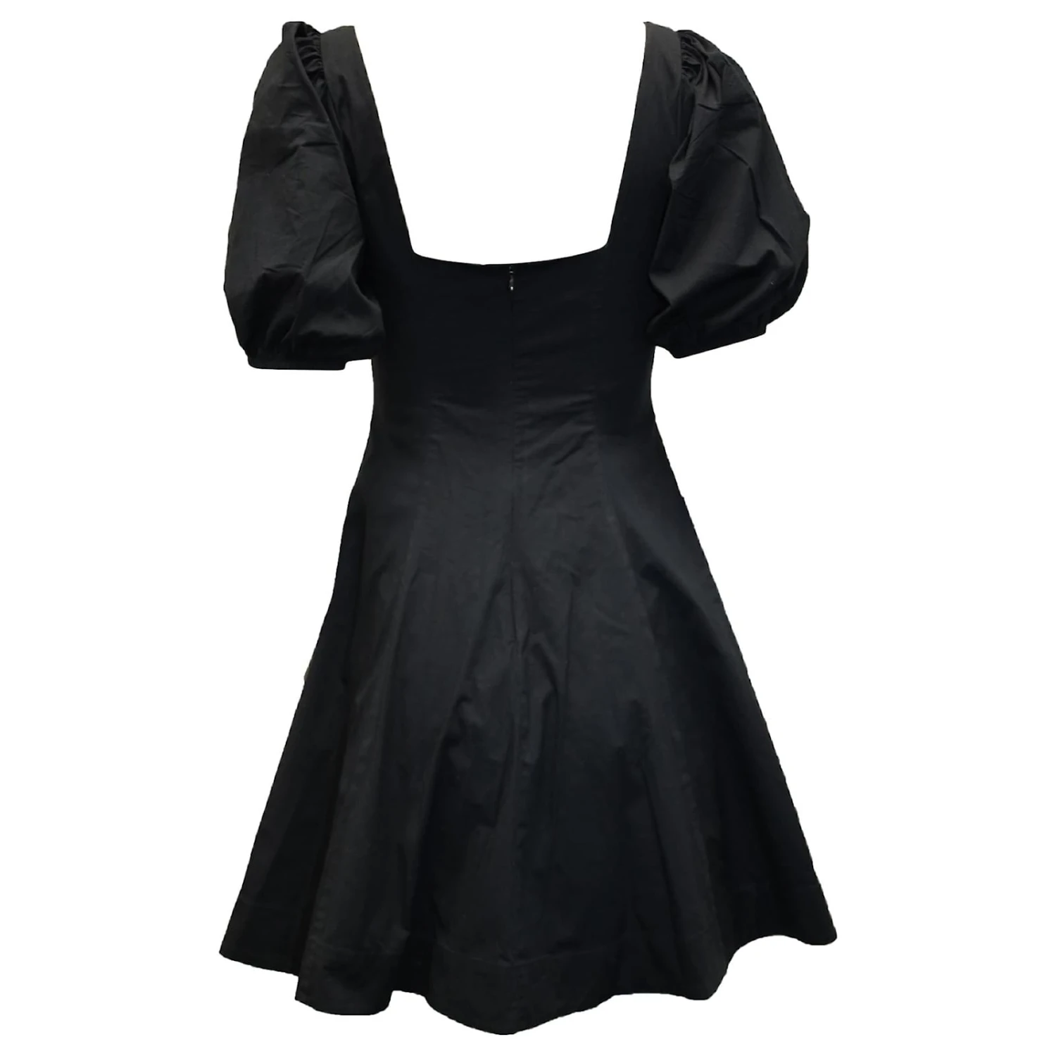 Robe Ajustée Et évasée à Manches Bouffantes Staud En Coton Noir 3 Robe Ajustée Et évasée à Manches Bouffantes Staud En Coton Noir – Image 3