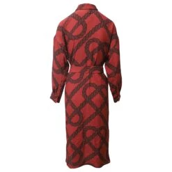 Hermès Robe Chemise Hermes Rope Print En Soie Rouge -ModeChic Magasin 756118 3