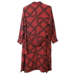 Hermès Robe Chemise Hermes Rope Print En Soie Rouge -ModeChic Magasin 756118 5