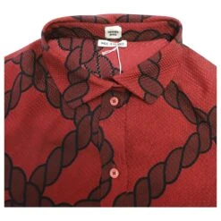 Hermès Robe Chemise Hermes Rope Print En Soie Rouge -ModeChic Magasin 756118 6
