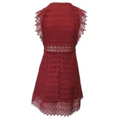 Sandro Mini Robe Sans Manches En Dentelle à Col En V En Polyester Bordeaux -ModeChic Magasin 757408 3
