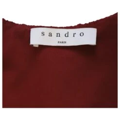 Sandro Mini Robe Sans Manches En Dentelle à Col En V En Polyester Bordeaux -ModeChic Magasin 757408 7