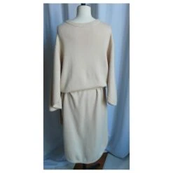 Hermès HERMES Robe Longue Cachemire écru TBE T40 Beige -ModeChic Magasin 762491 8