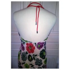 Christian Dior DIOR ROBE DRESS VOILE RESILLE LIEN MEDAILLONS DOS NU T 36/38 Multicolore -ModeChic Magasin 771559 4