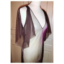 ANTIK BATIK SUR ROBE DRESS VOILE RESILLE PAPILLONS TM OU 36/40 Chocolat -ModeChic Magasin 772196 10