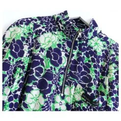 Prada Fall 2018 Robe Mi-longue En Soie à Fleurs Avec Logo Et Poche Vert Bleu Foncé -ModeChic Magasin 776757 2