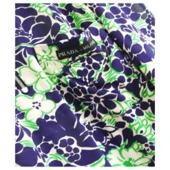 Prada Fall 2018 Robe Mi-longue En Soie à Fleurs Avec Logo Et Poche Vert Bleu Foncé -ModeChic Magasin 776757 3