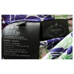 Prada Fall 2018 Robe Mi-longue En Soie à Fleurs Avec Logo Et Poche Vert Bleu Foncé -ModeChic Magasin 776757 7