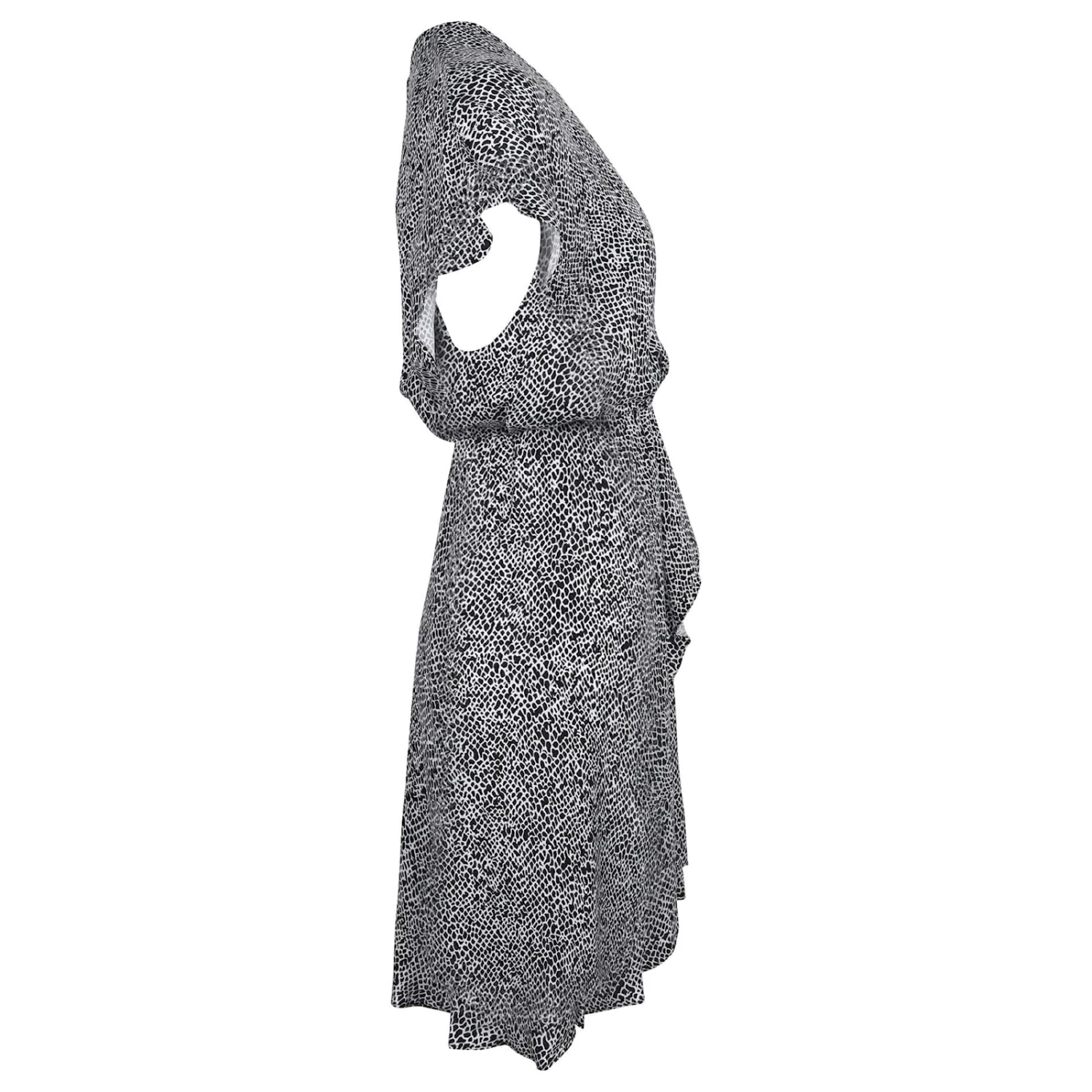 Maje ROBE COURTE SURPLIQUE A VOLANTS En Cupro Noir Et Blanc 2 Maje ROBE COURTE SURPLIQUE A VOLANTS En Cupro Noir Et Blanc – Image 2