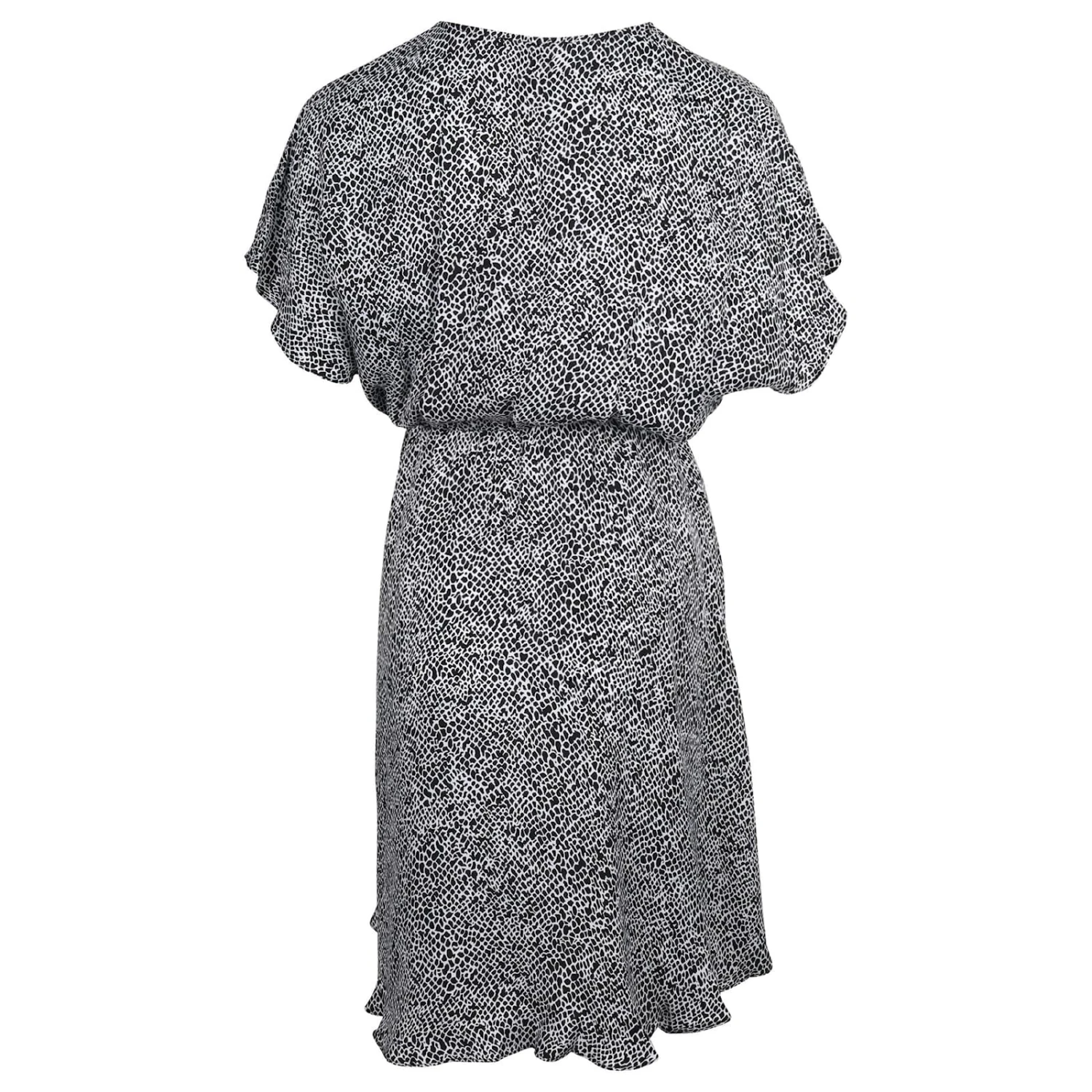 Maje ROBE COURTE SURPLIQUE A VOLANTS En Cupro Noir Et Blanc 3 Maje ROBE COURTE SURPLIQUE A VOLANTS En Cupro Noir Et Blanc – Image 3