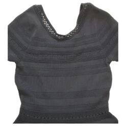 Sandro Paris Robe Mi-Longue Tricotée Riley En Viscose Bleue -ModeChic Magasin 777003 6