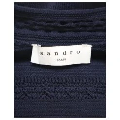 Sandro Paris Robe Mi-Longue Tricotée Riley En Viscose Bleue -ModeChic Magasin 777003 7