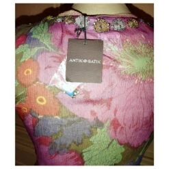 ANTIK BATIK ROBE DRESS PALM BEACH SOIE PIERRES PAMPILLES CRENOLINE TS 36 Rose -ModeChic Magasin 780188 10