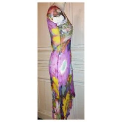 ANTIK BATIK ROBE DRESS PALM BEACH SOIE PIERRES PAMPILLES CRENOLINE TS 36 Rose -ModeChic Magasin 780188 5