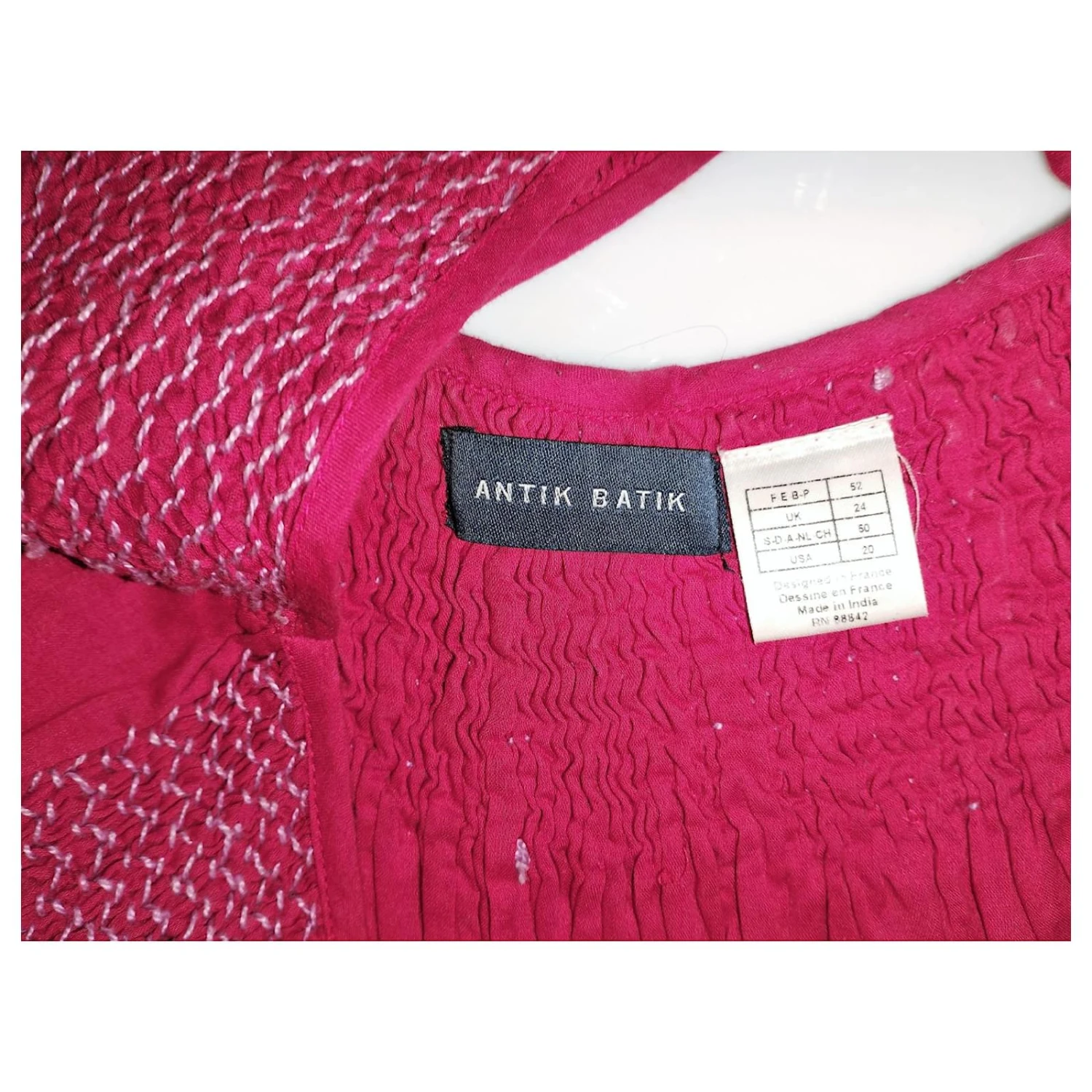 ANTIK BATIK ROBE TUNIQUE DRESS PAPILLON T UK 24 OU 46/48/50/52 Rouge 3 ANTIK BATIK ROBE TUNIQUE DRESS PAPILLON T UK 24 OU 46/48/50/52 Rouge – Image 3