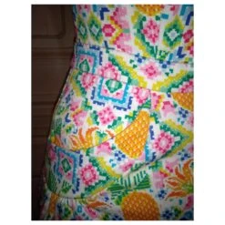 MANOUSH ROBE DRESS REVERSE RETRO FIFTIES ESANAR PINEAPPLE T 34 Multicolore Blanc Cassé -ModeChic Magasin 783605 6